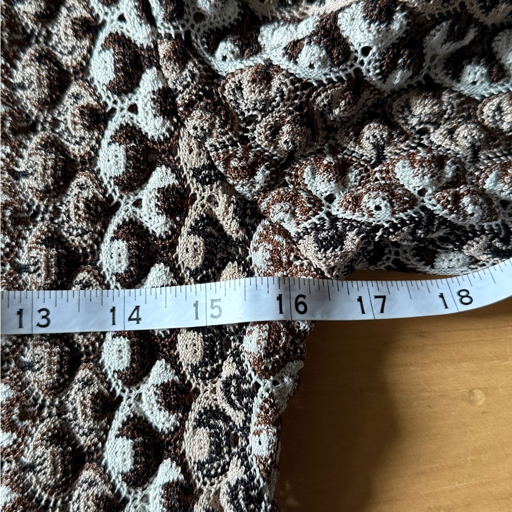 Brown Patterned Knit Button-Front Top - image 4